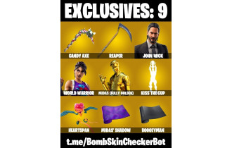 UNIQUE - World Warrior, John Wick [103 Skins, 200 Vbucks, 72 Axes, 126 Emotes, 78 Gliders and MORE!]