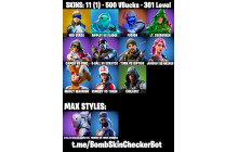 UNIQUE - Neo Versa, Rippley vs Sludge [11 Skins, 500 Vbucks, 14 Axes, 17 Emotes, 301 Level, 15 Gliders and MORE!]