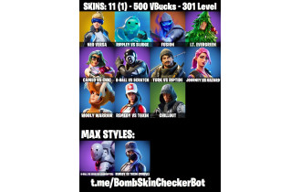 UNIQUE - Neo Versa, Rippley vs Sludge [11 Skins, 500 Vbucks, 14 Axes, 17 Emotes, 301 Level, 15 Gliders and MORE!]