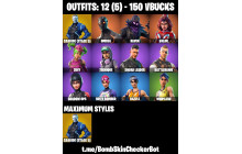 UNIQUE - Omega, Raven [12 Skins, 150 Vbucks, 7 Axes, 10 Emotes, 7 Gliders and MORE!]