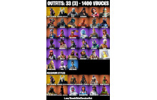 UNIQUE - Ragnarok (Stage 6) ,  Redline  [33 Skins, 1400 Vbucks, 18 Axes, 30 Emotes, 24 Gliders and MORE!]