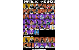 UNIQUE - Ragnarok (Stage 6) ,  Redline  [33 Skins, 1400 Vbucks, 18 Axes, 30 Emotes, 24 Gliders and MORE!]