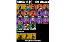 UNIQUE - Cloud Striker , Mako  [18 Skins, 100 Vbucks, 22 Axes, 32 Emotes. 39 Gliders and MORE!]