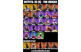 UNIQUE - Skull Trooper,  Blue Striker [23 Skins, 750 Vbucks, 10 Axes, 14 Emotes, and MORE!]