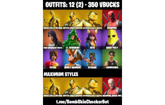 UNIQUE - Deadpool,  Midas (Fully Golden)  [12 Skins, 350 Vbucks, 16 Axes, 26 Emotes, 20 Gliders and MORE!]