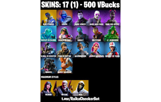 UNIQUE - Blue Striker , Fusion  [17 Skins, 500 Vbucks, 18 Axes, 23 Emotes, 22 Gliders and MORE!]