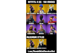 UNIQUE -  Ragnarok (Stage 6) ,  Drift [9 Skins, 150 Vbucks, 10 Axes, 22 Emotes, 20 Gliders and MORE!]