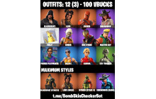 UNIQUE - Luxe,  Peely  [12 Skins, 100 Vbucks, 8 Axes, 24 Emotes, 16 Gliders and MORE!]