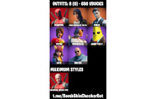 UNIQUE - Astroworld,  Deadpool  [8 Skins, 650 Vbucks, 20 Axes, 28 Emotes, 25 Gliders and MORE!]