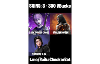 UNIQUE -  Dark Power Chord,  Molten Omen [3 Skins, 300 Vbucks, 7 Axes, 7 Emotes, 6 Gliders and MORE!]