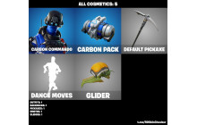 UNIQUE - Carbon Commando  , Carbon Pack  [1 Skins, 1 Axes, 1 Emotes, 1 Glider and MORE!]