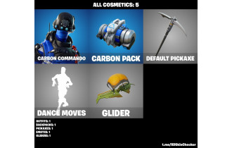 UNIQUE - Carbon Commando  , Carbon Pack  [1 Skins, 1 Axes, 1 Emotes, 1 Glider and MORE!]