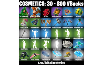 UNIQUE -  Lt. Evergreen ,  Wooly Warrior  [2 Skins, 800 Vbucks, 5 Axes, 9 Emotes, 8 Gliders and MORE!]