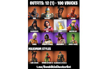 UNIQUE - Luxe, Peely [12 Skins, 100 Vbucks, 11 Axes, 16 Emotes, 15 Gliders and MORE!]