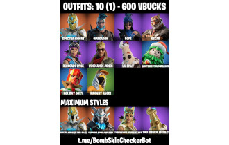 UNIQUE - Spectra Knight ,  Omegarok  [10 Skins, 600 Vbucks, 16 Axes, 12 Emotes,13 Gliders and MORE!]