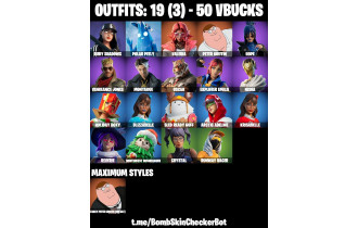 UNIQUE - Crystal,  Polar Peely  [19 Skins, 50 Vbucks, 32 Axes, 30 Emotes, 38 Gliders and MORE!]