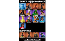 UNIQUE - Luxe, Peely  [13 Skins, 200 Vbucks, 22 Axes, 30 Emotes, 23 Gliders and MORE!]