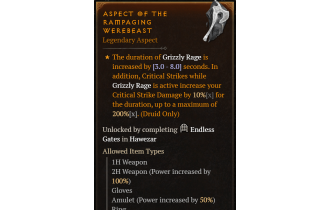 Aspect of the Rampaging Werebeast [Max Roll]