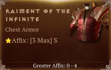 Raiment of the Infinite [ ⭐️ Affix: MAX ROLL]