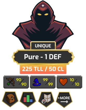 UNIQUE - Pure - 1 DEF | TTL: 225 | CL: 50 [70 STR | 70 RAN + MORE!]