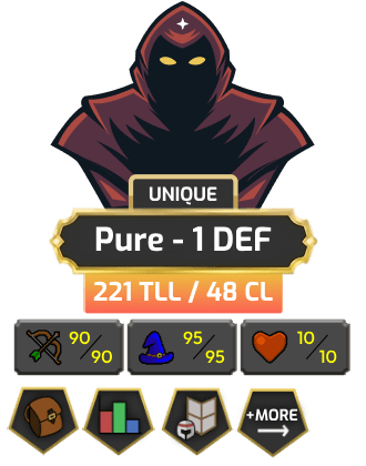 UNIQUE - Pure - 1 DEF | TTL: 221 | CL: 48 [90 RAN | 95 MAGE | 10 HP + MORE!]