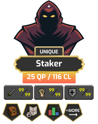 UNIQUE - Staker | TTL: 767 | CL: 116 | QP: 25 [Max Melee + MORE!]