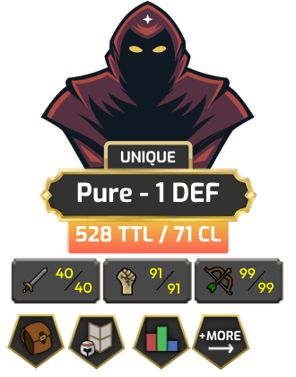 UNIQUE - Pure - 1 DEF | TTL: 528 | CL: 71 [40 ATT | 99 STR | 99 RAN | 94 MAGE + MORE!]