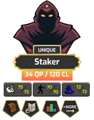 UNIQUE - Staker | Main | TTL: 1185 | CL: 120 | QP: 34 [Max Melee + MORE!]