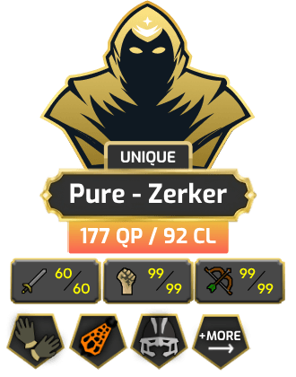 UNIQUE - Pure - Zerker | TTL: 1153 | CL: 92 | QP: 177 [B Gloves, Full Void, Infernal Cape, MM1, DS1, RFD + MORE!]