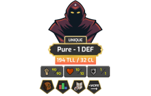 UNIQUE - Pure - 1 DEF | Starter | TTL: 194 | CL: 32 [90 STR | Obby Mauler | 10 HP + MORE!]