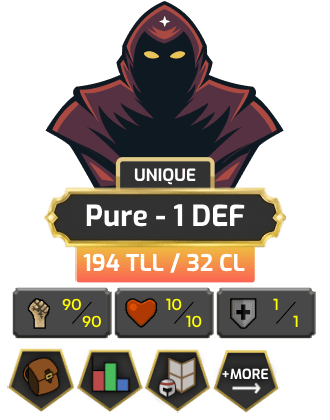 UNIQUE - Pure - 1 DEF | Starter | TTL: 194 | CL: 32 [90 STR | Obby Mauler | 10 HP + MORE!]