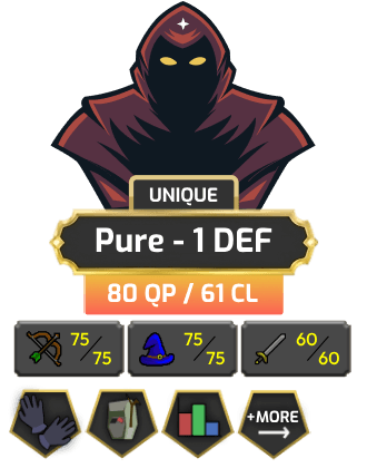 UNIQUE - Pure - 1 DEF | TTL: 824 | CL: 61 | QP: 80 [Mithril Gloves, Ava's, Mage Arena Capes, MM1 + MORE!]