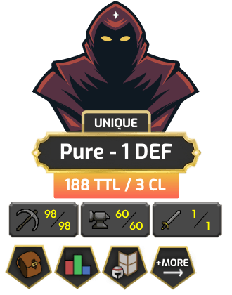 UNIQUE - Pure - 1 DEF | Skiller | TTL: 188 | CL: 3 [Pet Rock Golem + MORE!]