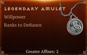 Legendary Amulet[WILL(Greater),Defiance(Greater)]