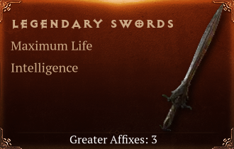 Legendary Swords[Life(Greater),INT(Greater),DMG_Vulnerable(Greater)]