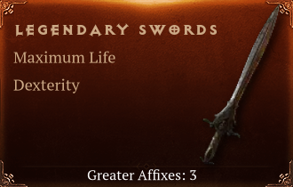 Legendary Swords[Life(Greater),DEX(Greater),DMG_Vulnerable(Greater)]