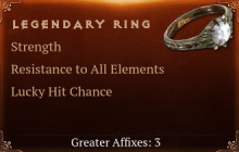 Legendary Ring[STR(Greater),ResistAll(Greater),LHC(Greater)]