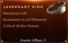 Legendary Ring[Life(Greater),ResistAll(Greater),Crit(Greater)]