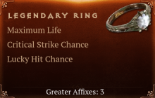 Legendary Ring[Life(Greater),Crit(Greater),LHC(Greater)]