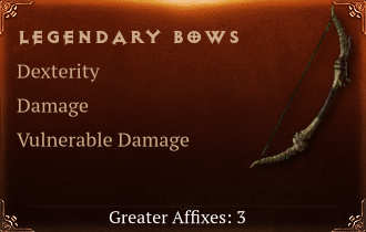 Legendary Bows[DEX(Greater),DMG(Greater),DMG_Vulnerable(Greater)]