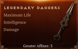 Legendary Daggers[Life(Greater),INT(Greater),DMG(Greater)]