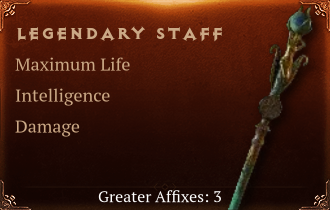 Legendary Staff[Life(Greater),INT(Greater),DMG(Greater)]