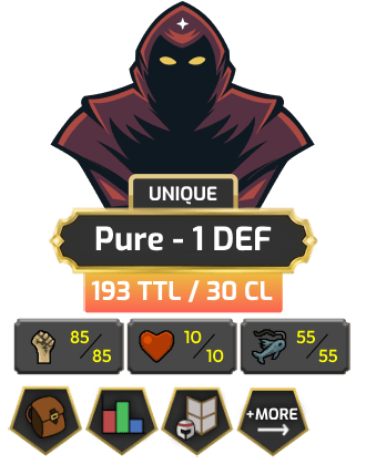 Pure - 1 DEF | TTL: 193 | CL: 30 [85 STR | 10 HP | 55 Fishing + MORE!]