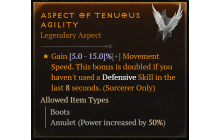 Aspect of Tenuous Agility [Max Roll]