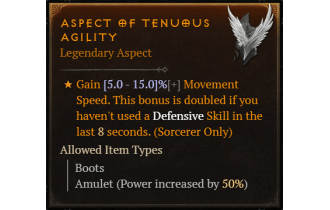 Aspect of Tenuous Agility [Max Roll]