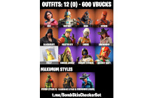 UNIQUE - Ember ,  Peely  [12 Skins, 600 Vbucks, 11 Axes, 17 Emotes, and MORE!]