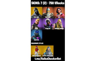 UNIQUE - Vulture,  Rox  [7 Skins, 750 Vbucks, 10 Axes, 15 Emotes, 16 Gliders and MORE!]