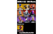 UNIQUE - Psycho Bandit,  Blue Team Leader  [9 Skins, 250 Vbucks, 13 Axes, 13 Emotes, 14 Gliders and MORE!]