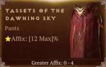 Tassets of the Dawning Sky [ ⭐️ Affix: MAX ROLL]