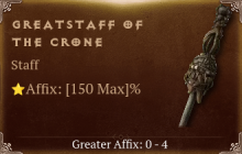 Greatstaff of the Crone [ ⭐️ Affix: MAX ROLL]